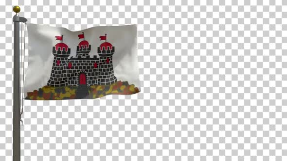 Edinburgh City Flag (Scotland, UK) on Flagpole with Alpha Channel - 4K alt