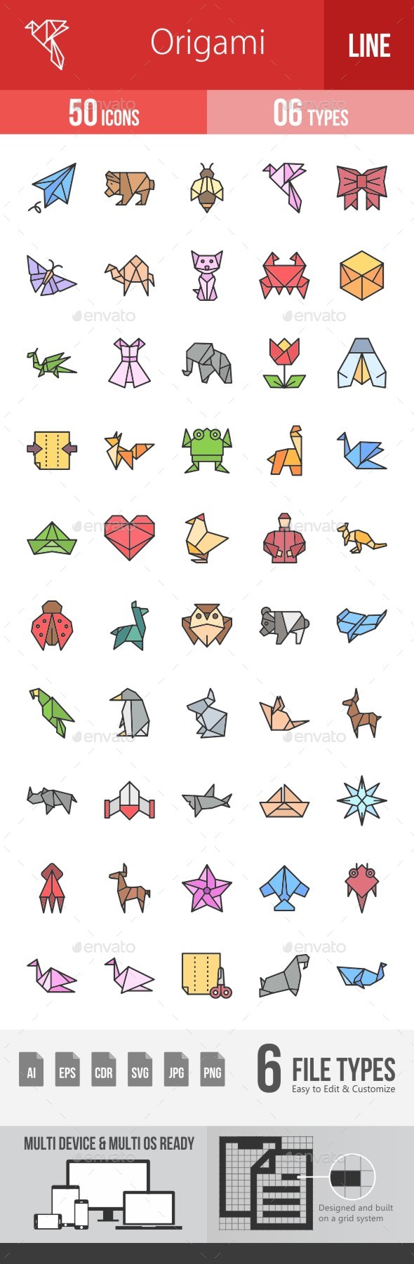 Origami Filled Line Icons