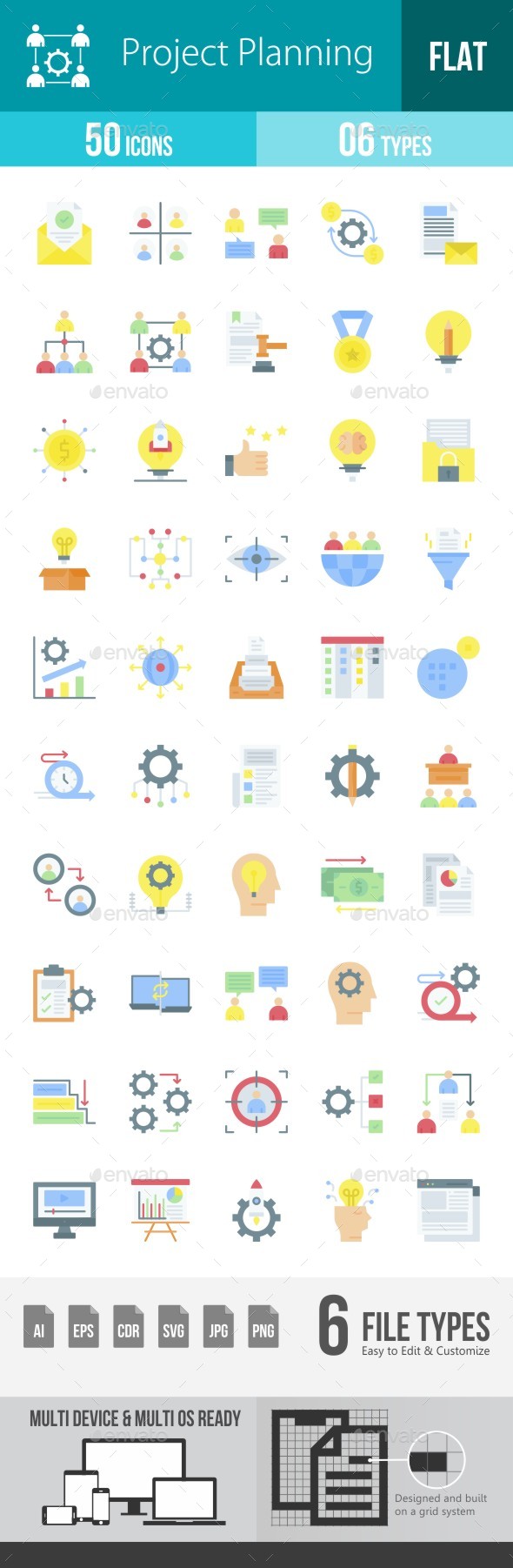 [DOWNLOAD]Project Planning Flat Multicolor Icons