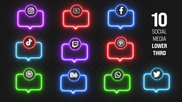 Neon Social Media Lower Thirds