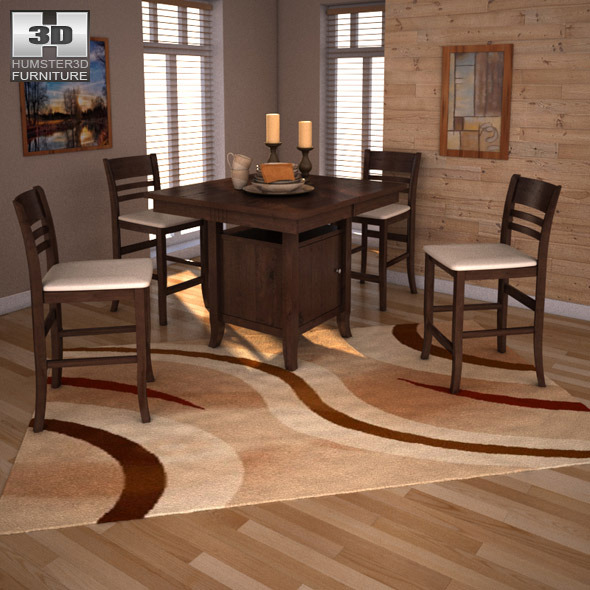 Ashley Lynx Extension Pub Table & Barstools by humster3d 3DOcean