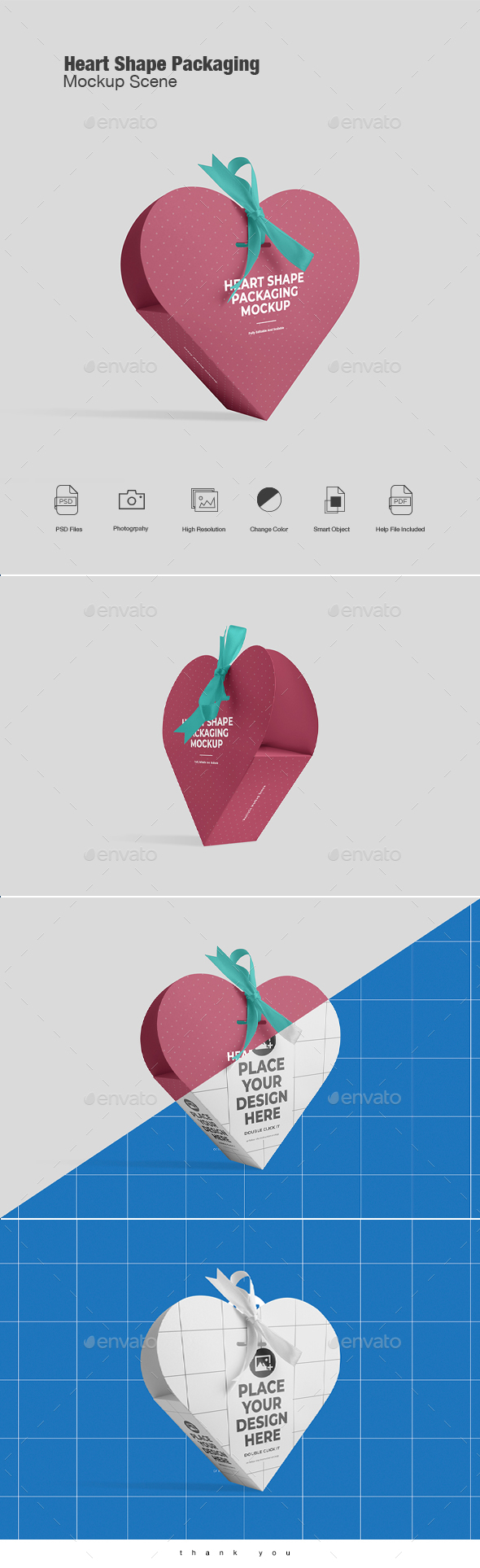 Heart Shape Packaging Mockup