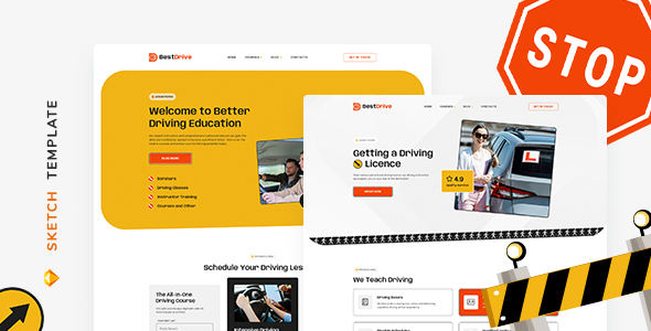 BestDrive – Driving School Template for Sketch