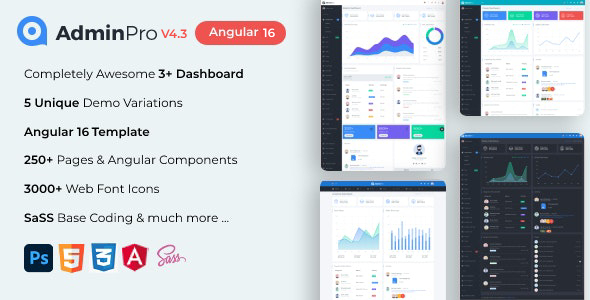 AdminPro Angular 16 Dashboard Template by wrappixel | ThemeForest