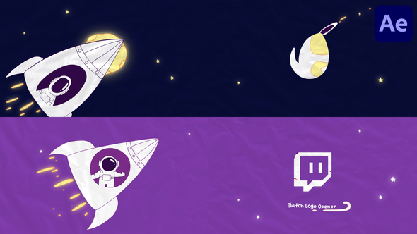 Cartoon Astronaut in Rocket Logo Opener for After Effects