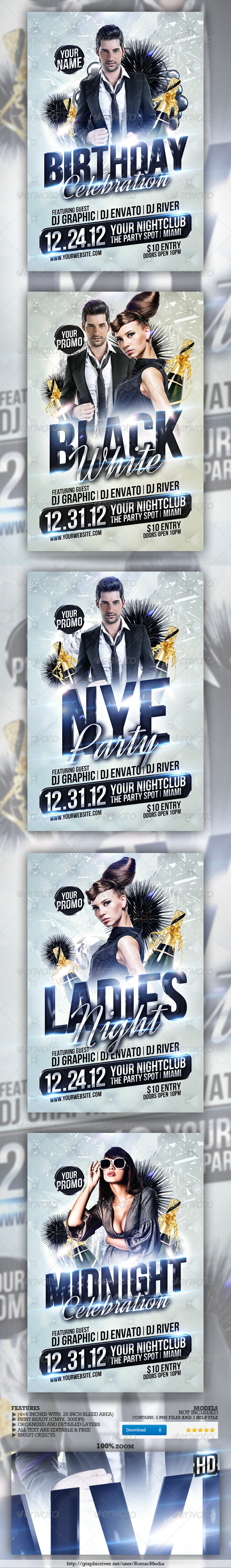 Club Sessions l Multi-Title Party Flyers - Clubs & Parties Events