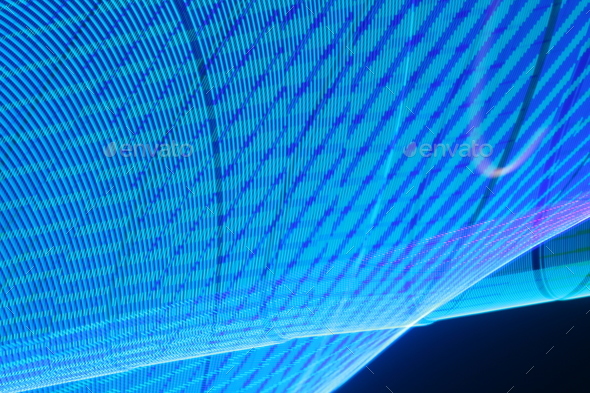 Large display featuring a pattern of blue lights radiating outward along distinct lines