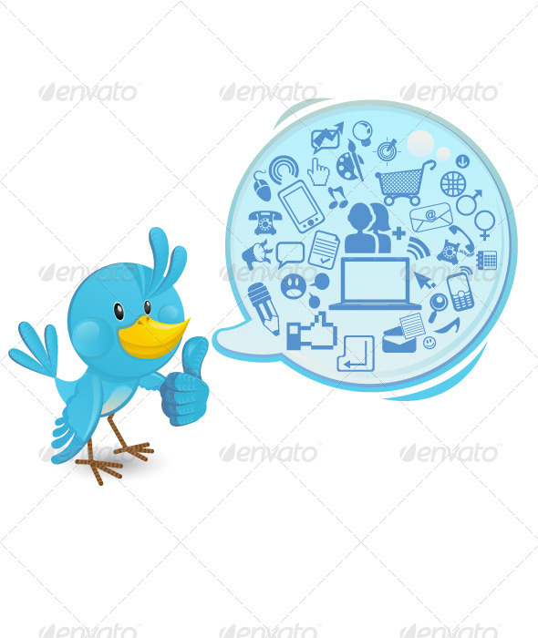 Social networking bluebird thumbs up - Animals Characters