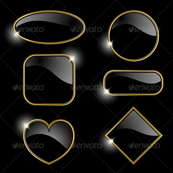 Set from golden frames - Decorative Symbols Decorative