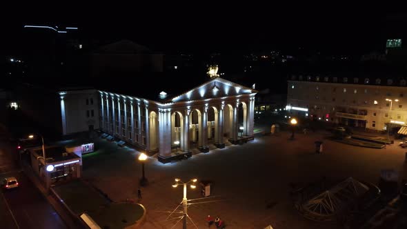 Ukraine City Rivne. Aerial Shot Night