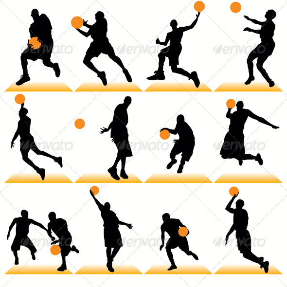 Basketball Players Silhouettes Set - Sports/Activity Conceptual