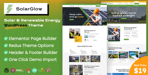 Solarglow –  Solar & Renewable Energy WordPress Theme