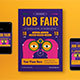 Purple Flat Design Job Fair Flyer Set