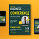Green Flat Design Business Conference Flyer Set