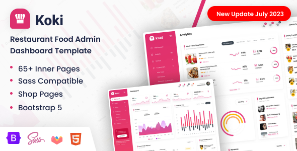 Koki - Restaurant Food Admin Dashboard Template