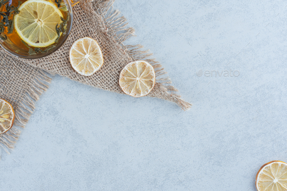 Lemon Slices Blu Kitchen Tea Towel