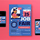 Blue Flat Design Job Fair Flyer Set