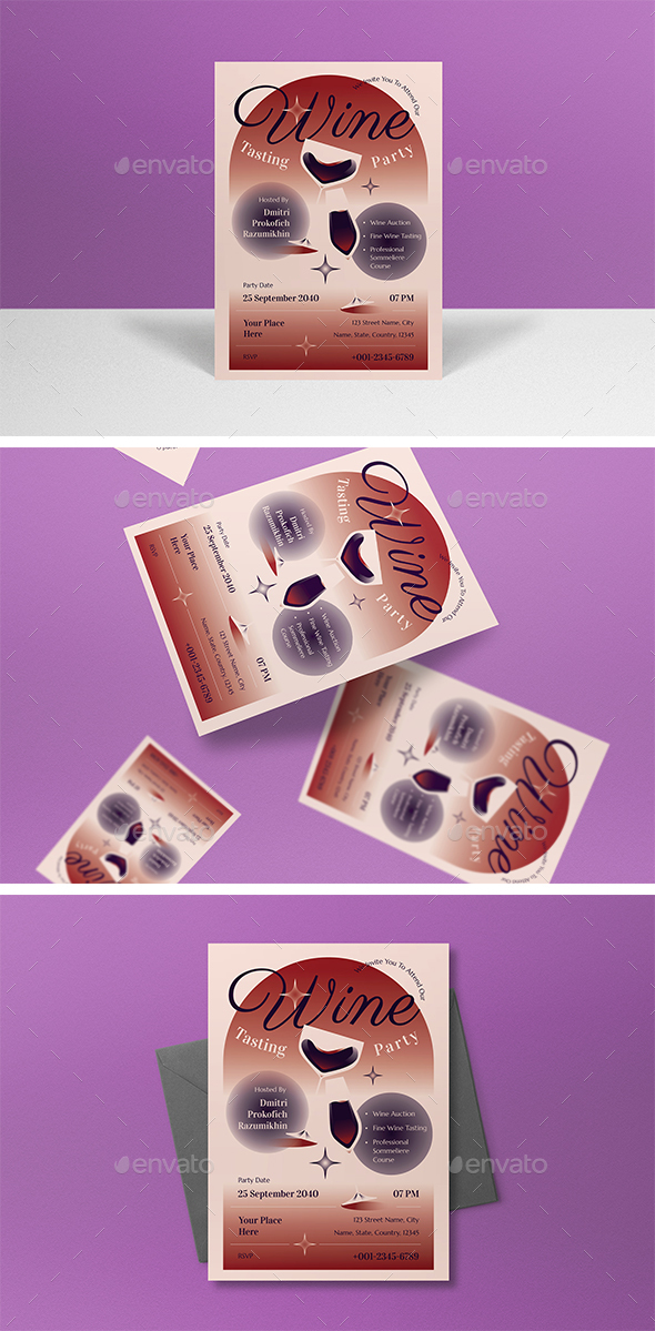 [DOWNLOAD]Red Gradient Wine Tasting Party Invitation