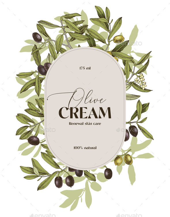 Olive Cosmetics Label Design Over Olive Branch