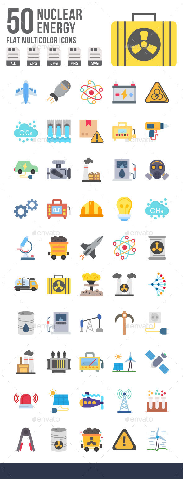 Nuclear Energy Flat Icons