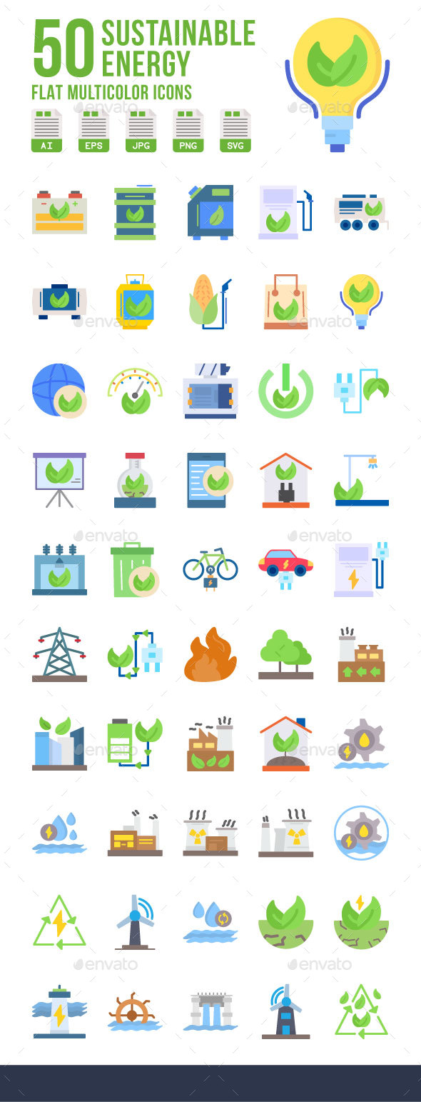 Sustainable Energy Flat Icons