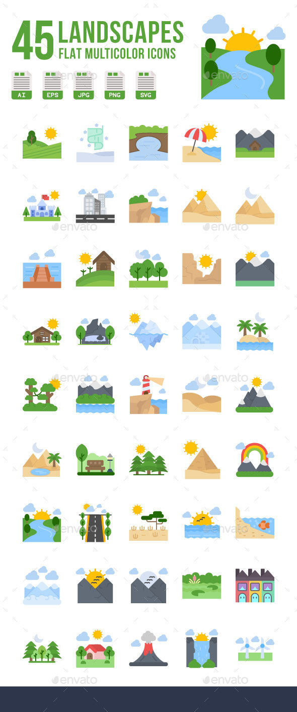 Landscapes Flat Icons