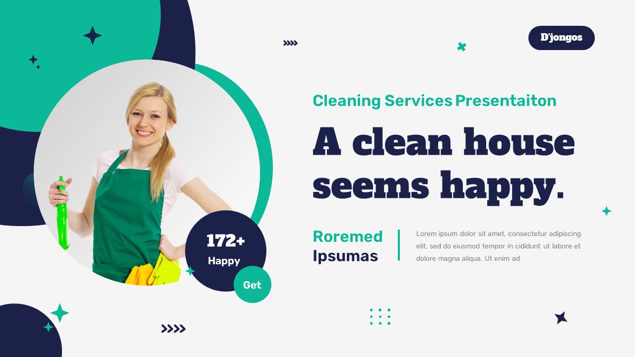 Djongos - Cleaning Services Powerpoint Template, Presentation Templates