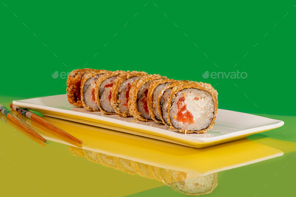 Sushi Set With Salmon, Tuna, Shrimp, Eel, Caviar, Soy Sauce