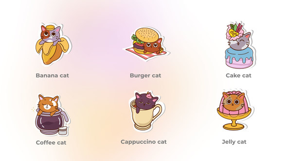 Cat Stickers Illustration - Stonepictures Set of Mini Concepts