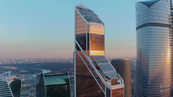 Flying Over the Moscow City Business Center alt