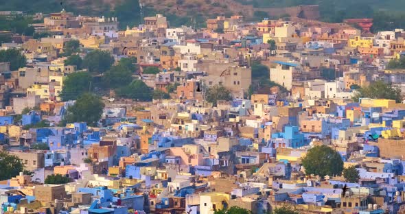 Houses of Famous Jodhpur the Blue City and Birds, View From Mehrangarh Fort, Rajasthan, India alt