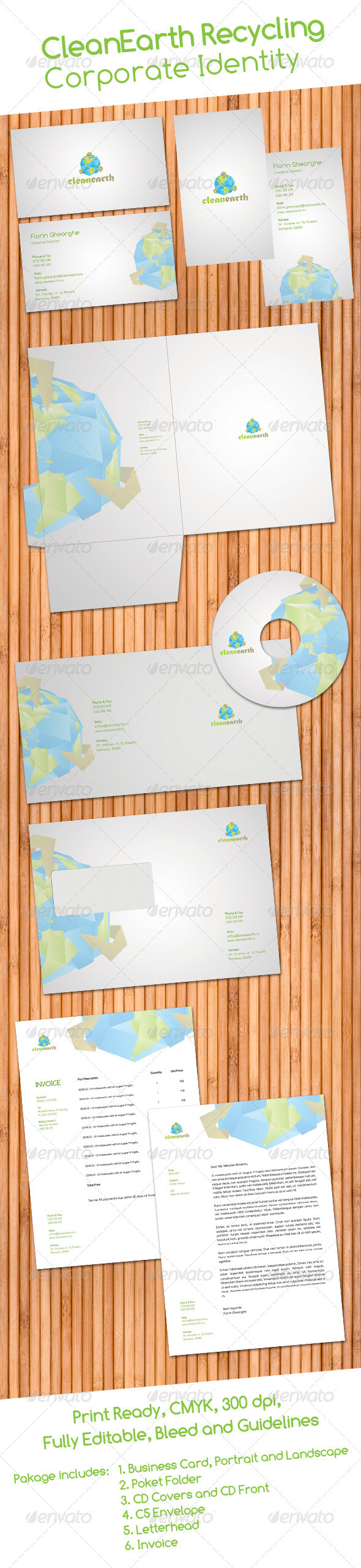 Clean Earth Recycling Corporate Identity - Stationery Print Templates
