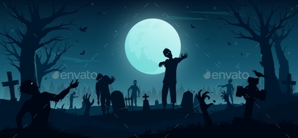 Halloween Zombie Horror Graveyard Dead Monsters