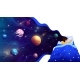 Sleeping Kid Boy with Dreams About Galaxy Space