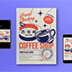 Blue Vintage Grand Opening Coffee Shop Flyer Se