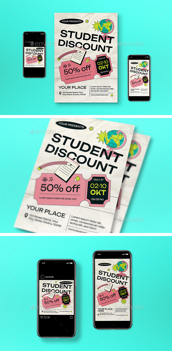 [DOWNLOAD]Ivory Modern Student Discount Flyer Set