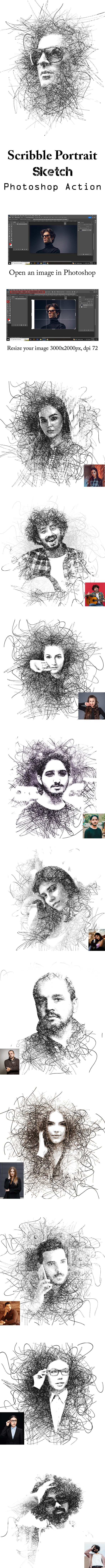 [DOWNLOAD]Scribble Portrait Sketch Photoshop Action