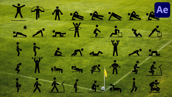 40 Animated Fitness Pictograms | After Effects