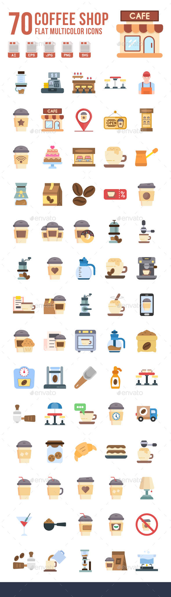 [DOWNLOAD]Coffee Shop Flat Icons