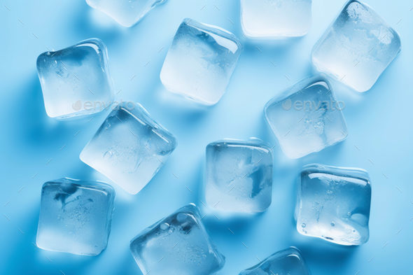 Fresh ice cubes to chill drink. Frozen pure water. Clear ice cubes  background Stock Photo by przemekklos