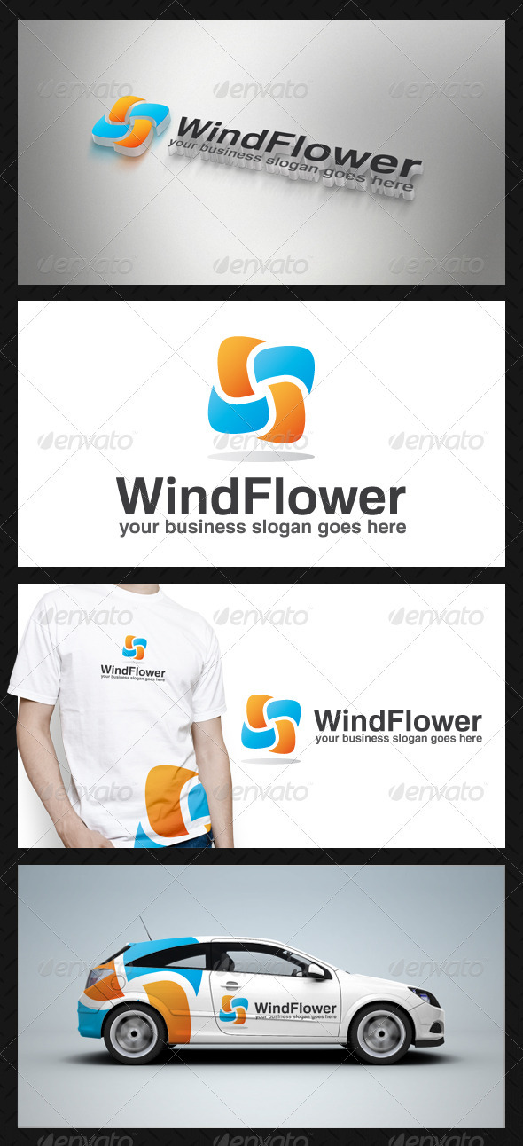 Wind Flower Logo Template - Vector Abstract