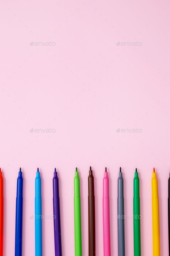 Multi colored felt tip pens, Stock image