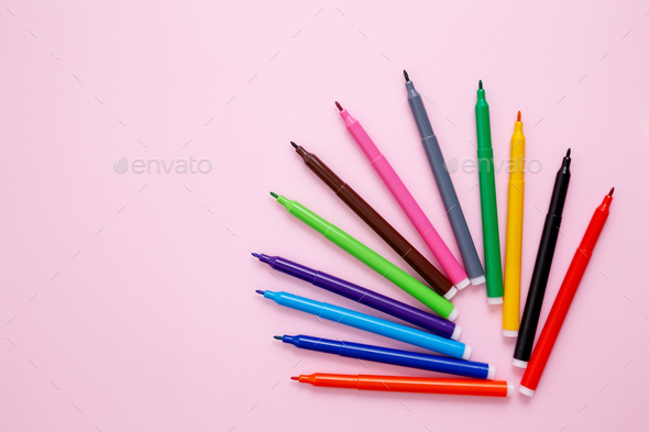 Multi colored felt tip pens, Stock image