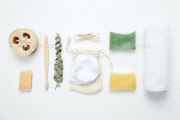 Natural organic eco cosmetics. Soap Eco, reusable cotton pads