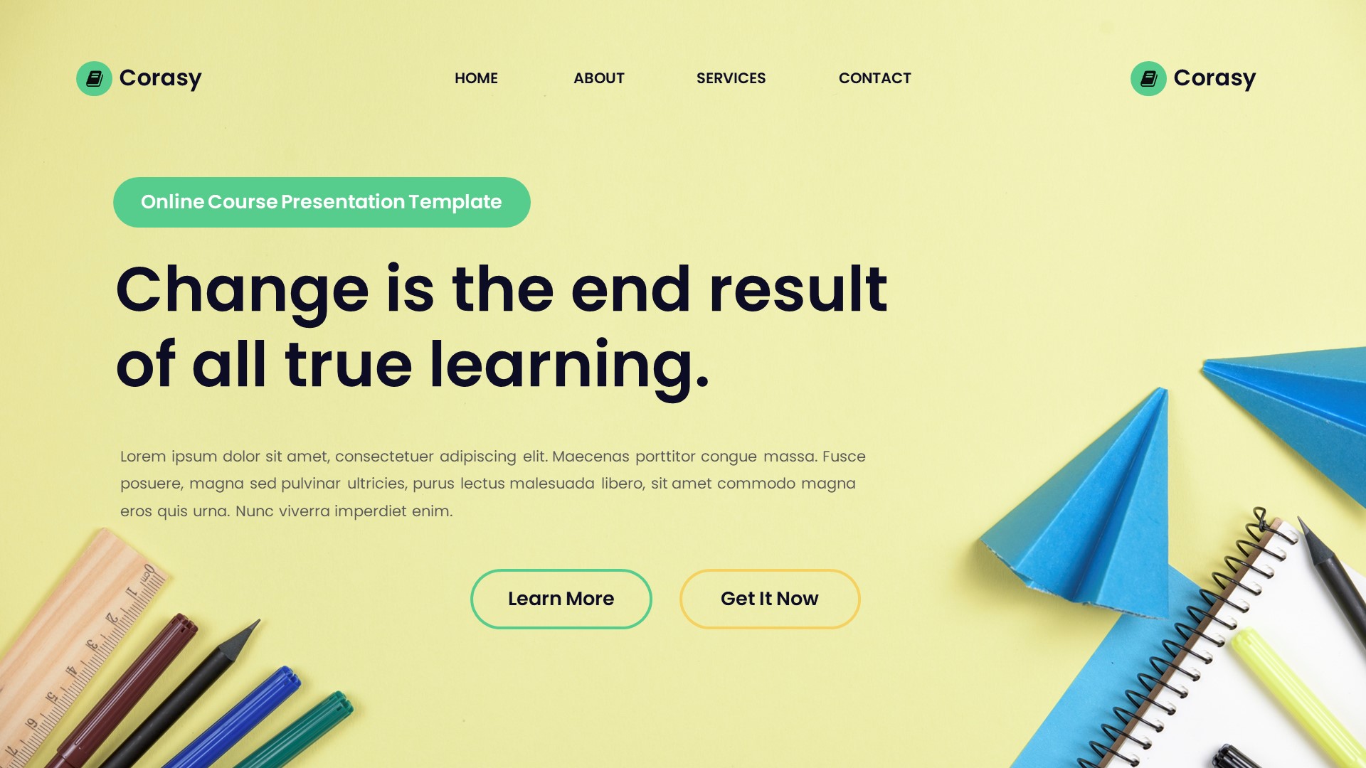 Corasy - Online Course Google Slides Template, Presentation Templates