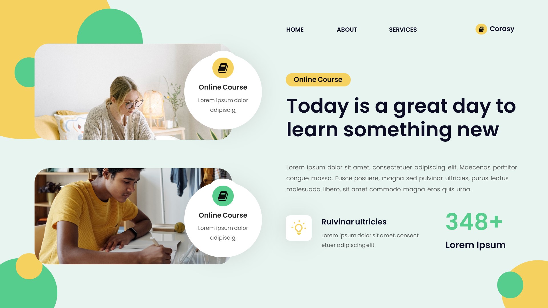 Corasy - Online Course Google Slides Template, Presentation Templates