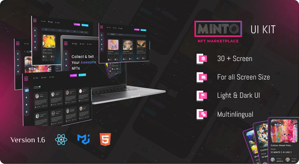 Minto - ReactJs NFT Marketplace UI kit