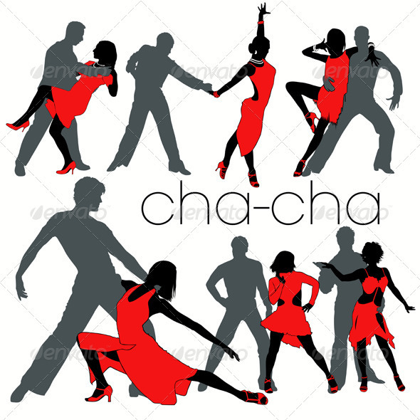 Cha cha Dancers Silhouettes Set Vectors GraphicRiver