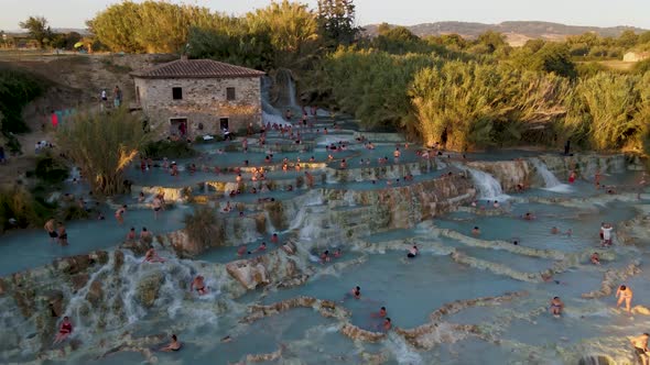Natural Spa with Waterfalls and Hot Springs at Saturnia Thermal Baths Grosseto Tuscany ItalyHot alt