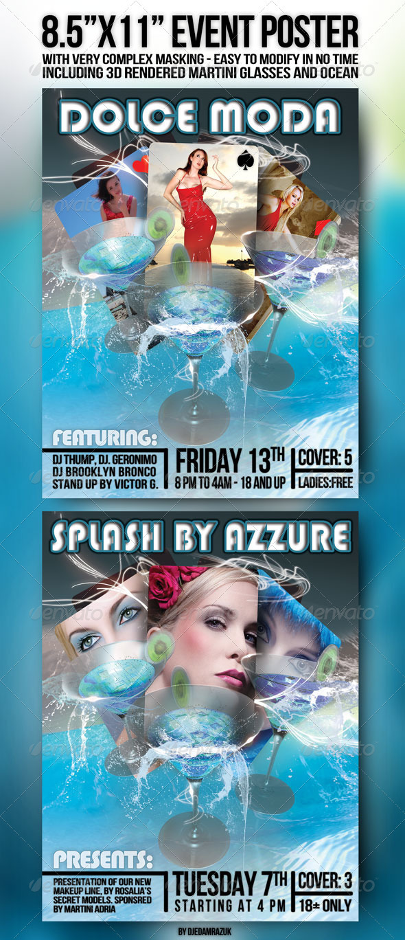 8.5"x11" poster "Cocktail" - 3D rendered - Clubs & Parties Events